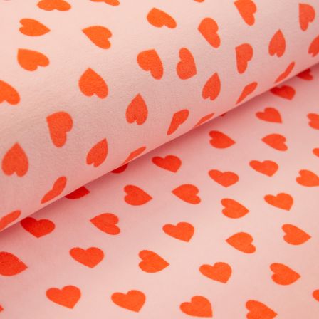 Nicki coton "Coeurs" (rose clair-rouge orange)