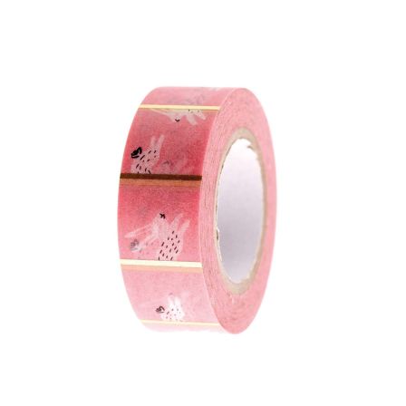 Masking Tape "Hase" (rosa-weiss/gold) von RICO DESIGN