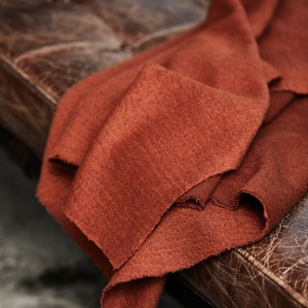 Tissu tricoté coton bio/laine "Organic Woolen Mold - sienna" (rouille) de mind the MAKER
