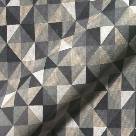 Canevas de coton "Aspect lin - mini triangles" (nature-noir/blanc)