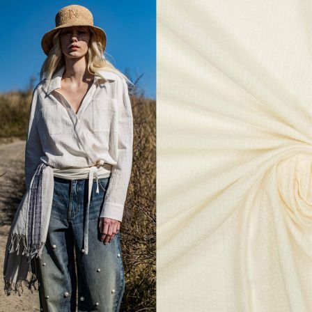 Seersucker Baumwolle "Bubble Stripes - Siren/Dazz Fibre Mood" (offwhite)