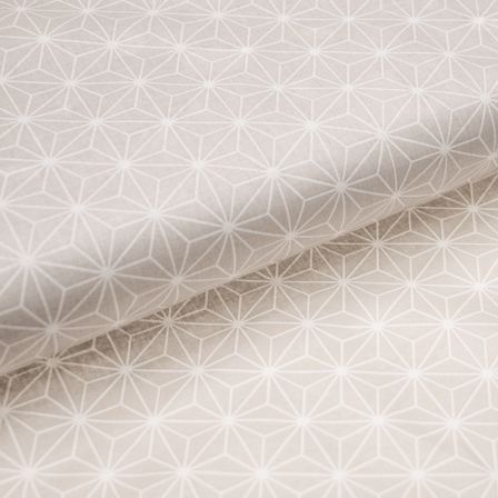 Toile cirée - coton enduit "Geometric Stars" (sable-blanc)
