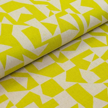 Canvas Halbleinen Leinen/Baumwolle "Echino-Patch" (natur-gelb) von KOKKA