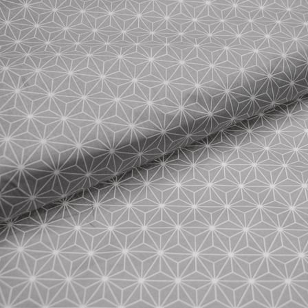 Toile cirée - coton enduit "Geometric Stars" (gris-blanc)