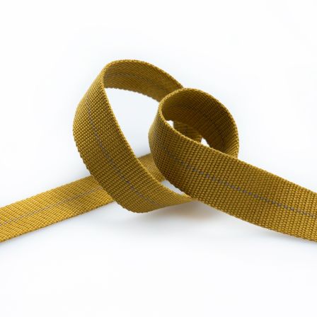 Gurtband "Jacquard Topstich" 25 mm (senfgelb-taupe)