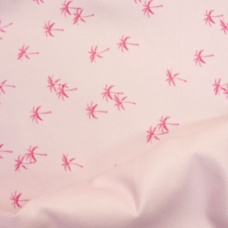 Tissu technique microfibres "Linge de bain - Palmiers" (rose clair-pink)
