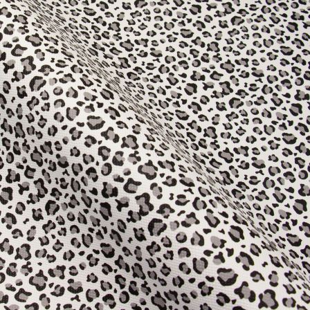 Kunstleder "Leopard" - Bogen à 68 x 100 cm (weiss-hellgrau/schwarz)