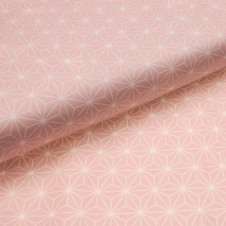 Toile cirée - coton enduit "Geometric Stars" (rose-blanc)