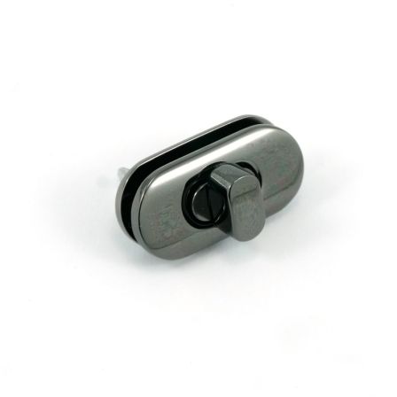 Drehverschluss für Taschen - oval "Metall" - 35 mm (onyx-grau)