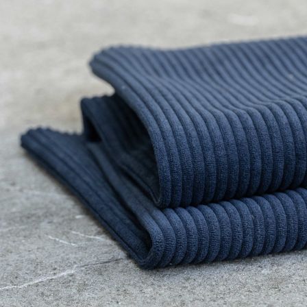 Tissu d'ameublement/décoration - velours à grosses côtes "uni" (bleu foncé)