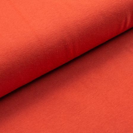 Tissu bord côte bio lisse "Ben" - tubulaire (rouge rouille)
