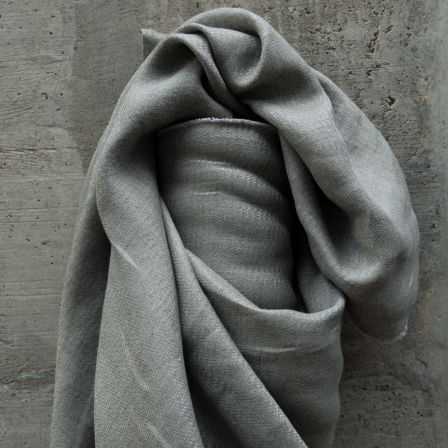 Tissu en lin "Marseille - Chevrons" (kaki clair/gris soie)