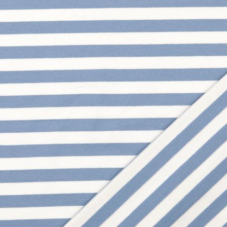 Sweat d'été en coton - french terry "Rayures bloc" (blanc/bleu clair)