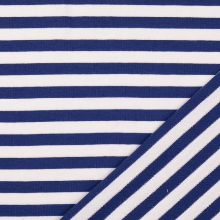 Sweat d'été en coton - french terry "Rayures bloc" (blanc/bleu)
