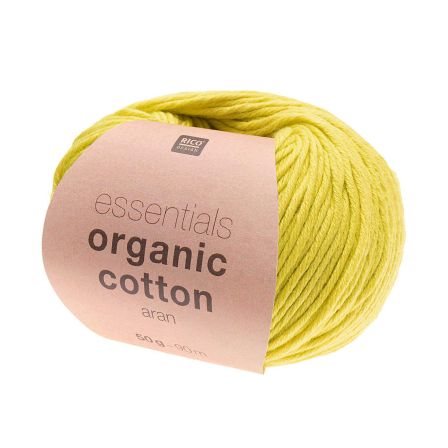 Laine bio - Rico Essentials Organic Cotton aran (vert jaune)
