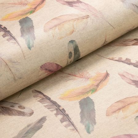 Canevas coton enduit mat "Aspect lin ​- Feather​/​plumes" (nature​-​violet) de CLARKE ​& CLARKE