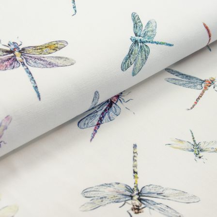 Canevas coton "Dragonflies/Lybelles" (offwhite-multicolre) de CLARKE & CLARKE