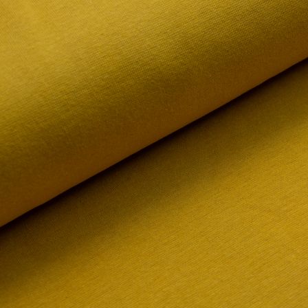 Tissu bord côte bio lisse "Ben" - tubulaire (jaune moutarde)