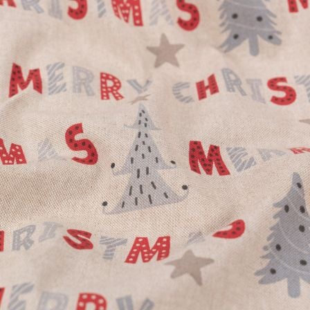 Canvas Baumwolle "Merry Christmas" (natur-rot/grau)