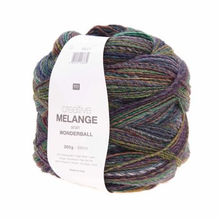 Wolle - Rico Creative Melange aran Wonderball (blau-grün)