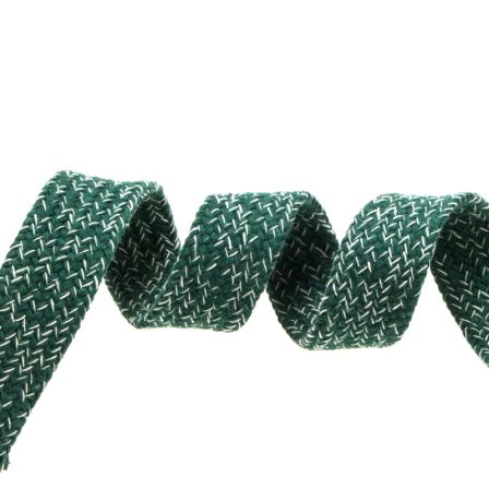 Cordon plat coton “Bande de hoodie” 17 mm - pièce à 1 m (vert foncé chiné)