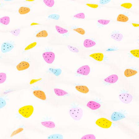 Jersey coton "Fraises" (écru-pink clair/jaune)
