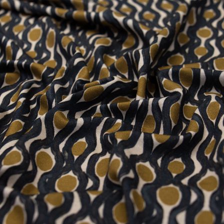 Viskosejersey "Goldtaler" (sand-schwarz/ocker)