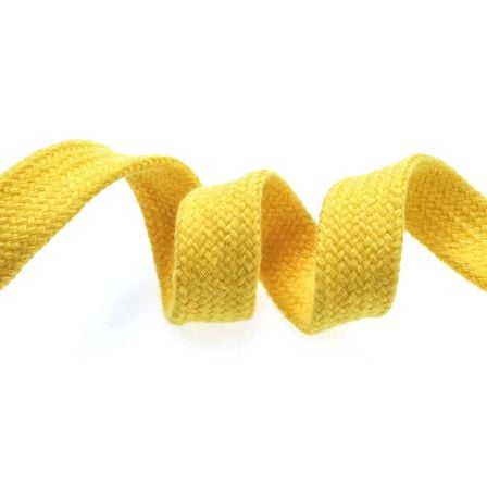 Flachkordel Baumwolle "Hoodieband" 15 mm - Stück à 1 m (gelb)