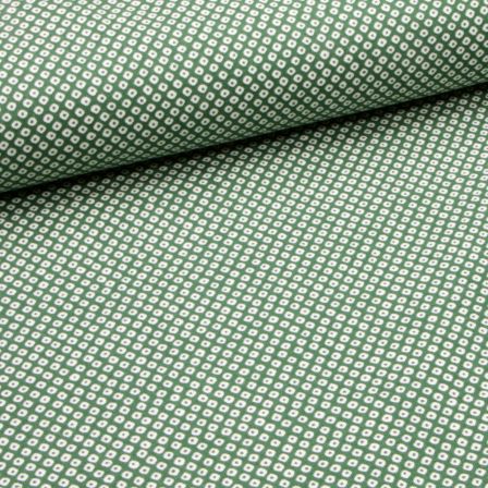 Coton/tissu japonais "Pois" (vert foncé/blanc cassé)