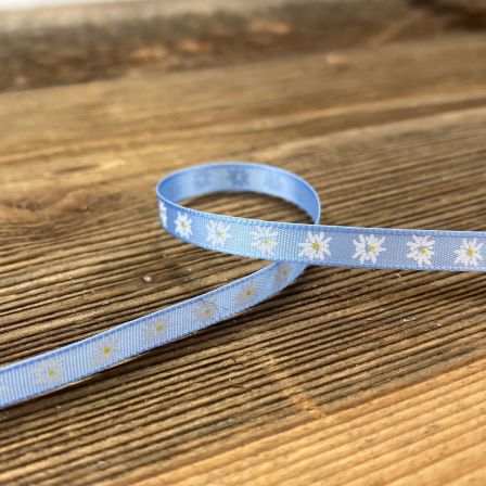 Ruban décoratif "Edelweiss" 6 mm (bleu clair-blanc)