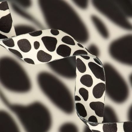 Ruban tissé en polyester "Recycling - Dalmatiens" 25 mm (blanc-noir)