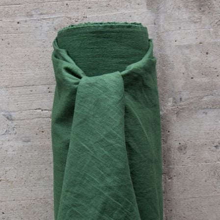 Tissu en lin - uni "natural washed" (vert bouteille)