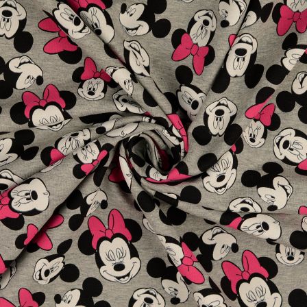 Sweat Baumwolle "Disney/Micky & Minnie" (grau meliert-pink/schwarz)