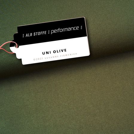 Lycra pour maillot de bain/maille sport Trevira Bioactive "Performance-uni" (olive) de ALBSTOFFE