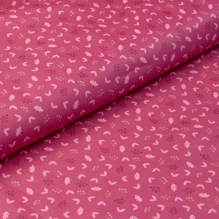 Wachstuch - Baumwolle beschichtet "Herzblume" (beere-rosa/senfgelb)