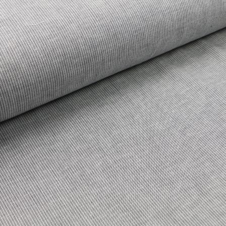 Popeline coton bio - aspect lin "Fines rayures" (noir bleuâtre-blanc) de C.PAULI