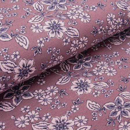 Sweat de coton "Jardin fleuri" (mauve-rose clair/bleu foncé)