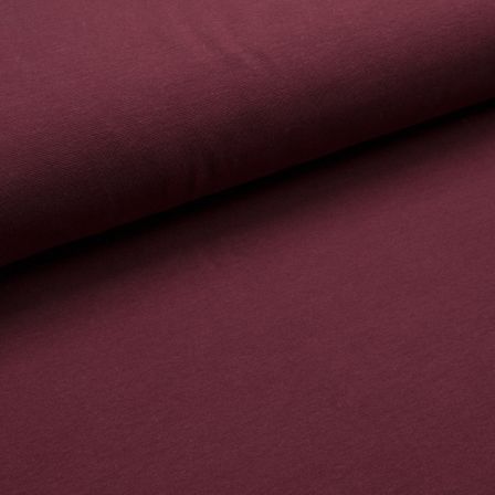 Tissu bord côte bio lisse - tubulaire "uni - zinfandel" (rouge vin) de C. PAULI
