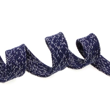 Cordon plat coton “Bande de Hoodie” 17 mm - pièce à 1 m (bleu foncé chiné)