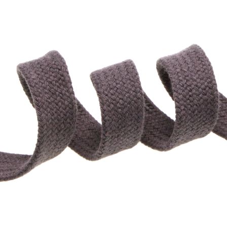 Flachkordel Baumwolle "Hoodieband" 15 mm - Stück à 1 m (grau)