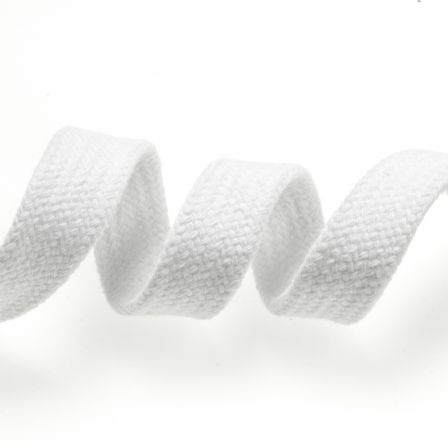 Cordon plat coton “Bande de Hoodie” 15 mm - pièce à 1 m (blanc)