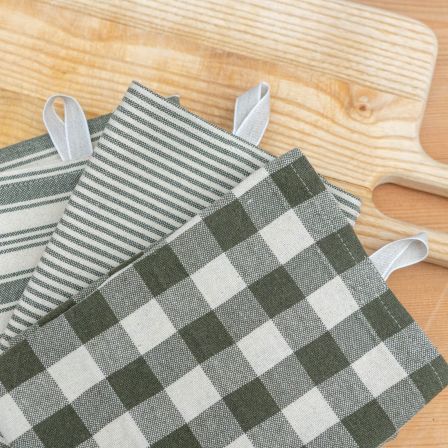 Küchentücher-Set "Pure" aus Indischer Baumwolle (oliv)