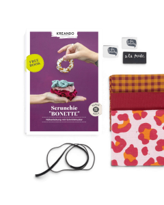 Kit de couture - Scrunchies lot de 3 pces "Bordeaux Safari" (bordeaux/mustard) de KREANDO