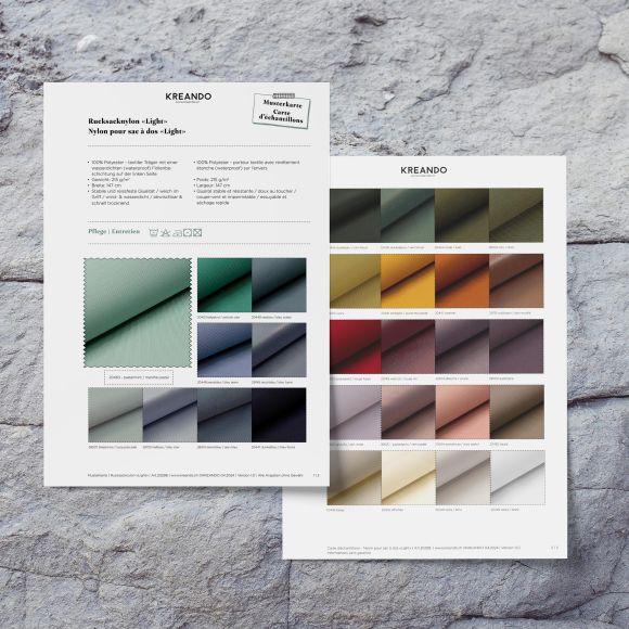 Musterkarte - Rucksacknylon "Light" von KREANDO