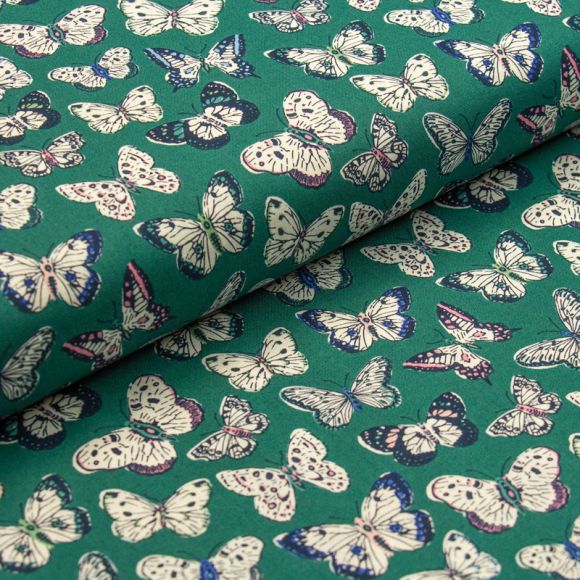 Bio-Baumwolle "Perennial/Monarch" (grün-weiss/blau) von Cloud9 Fabrics