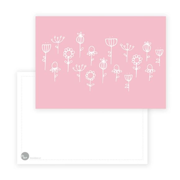 Postkarte "Blumen" - A6 (rosa)