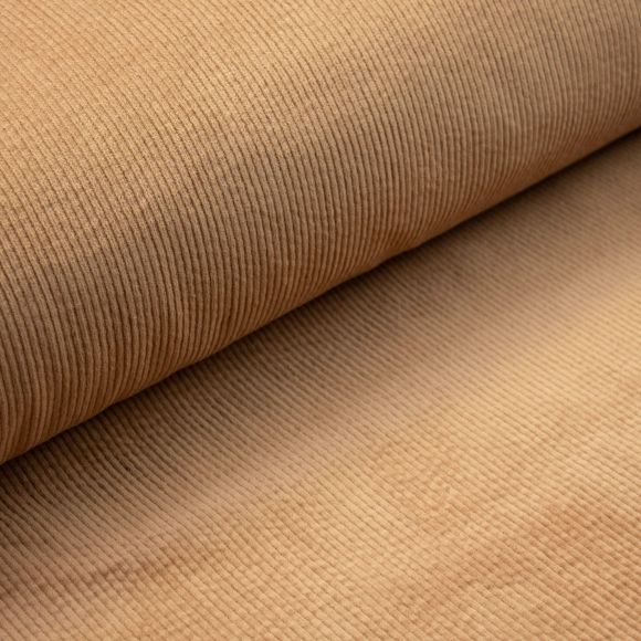 Velours à grosses côtes coton stretch "washed" (brun clair)
