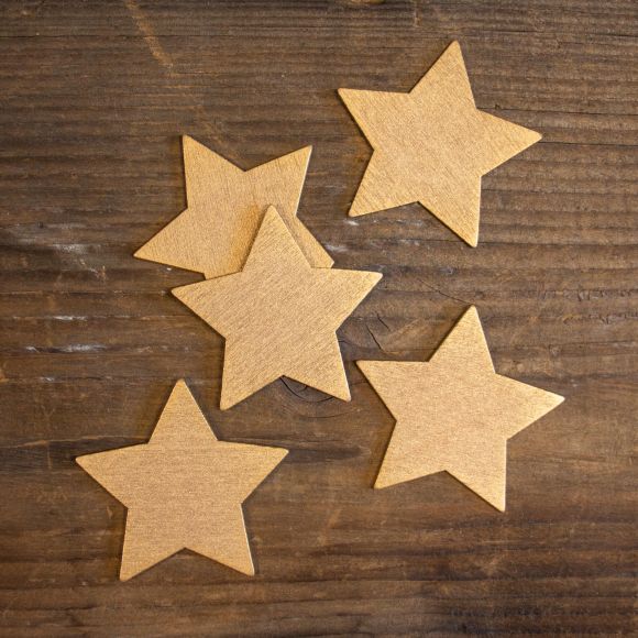 Étoiles en bois "Golden Star" Ø 5 cm, en set à 5 pces (doré)