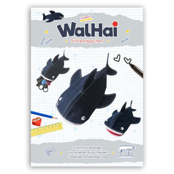 Patron - Trousse d'écolier en forme de baleine "WalHai" de farbenmix (en allemand)