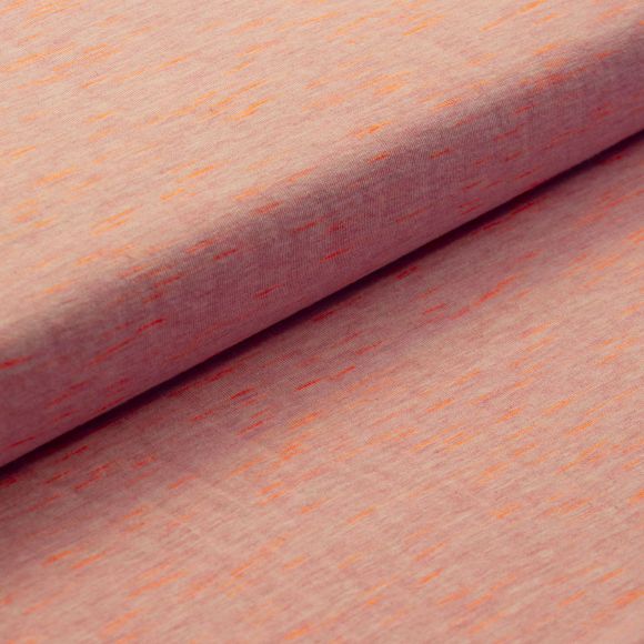 Jersey de coton/viscose "Sakura chiné" (rose saumon chiné-orange fluo) de Rico Design